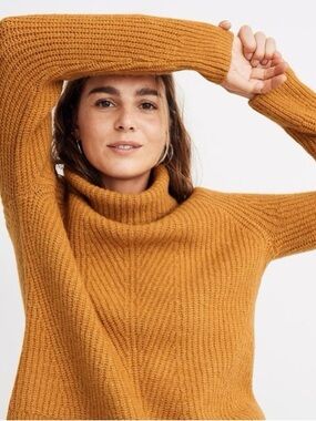 Madewell Mercer Turtleneck Sweater Heather Saffron Size Small